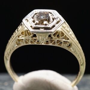 c.1920 .48ct Diamond Art Deco Engagement Ring 18k & 14k Setting